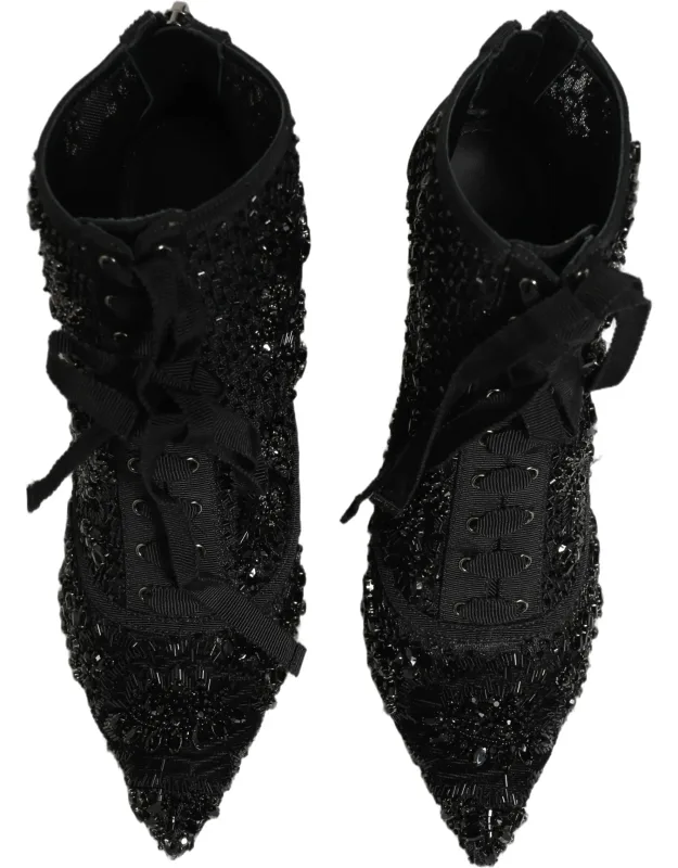 Embellished Mesh Ankle Boots