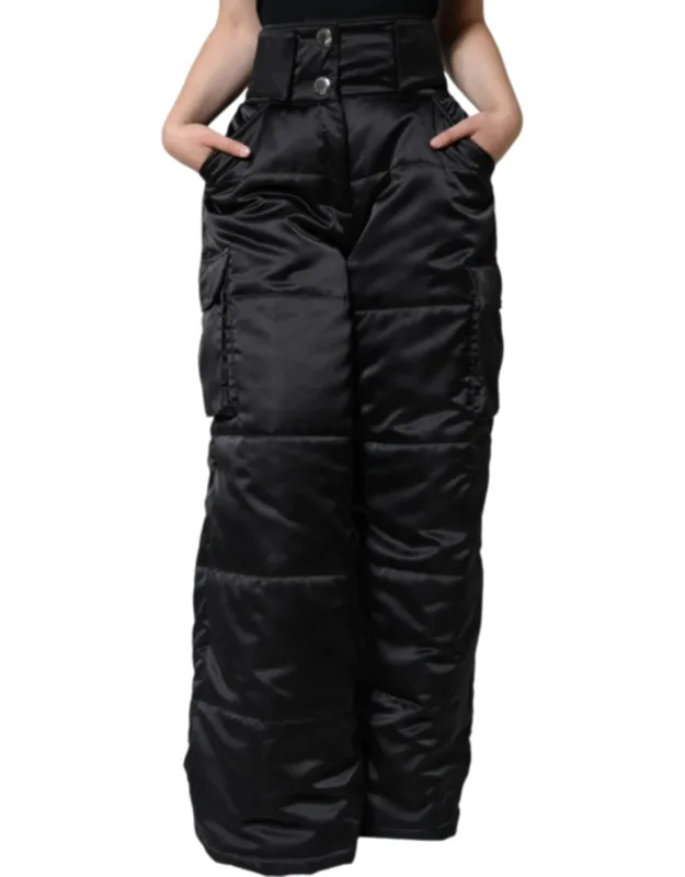 Quilted High Waist Boot Cut Pants