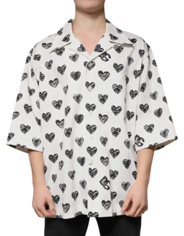 Heart Print Short Sleeve Casual Shirt