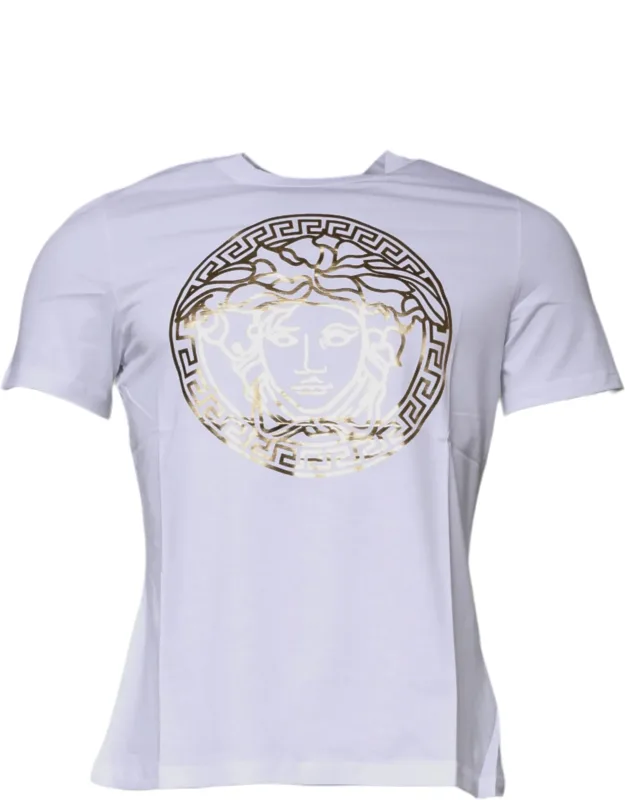 Medusa Print Cotton Crew Neck T-shirt