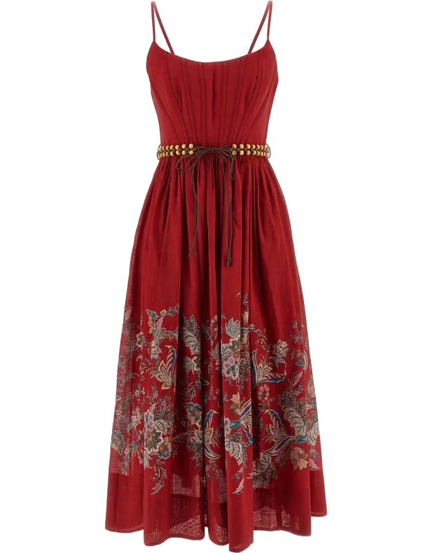 Multicolor Cotton Midi Dress