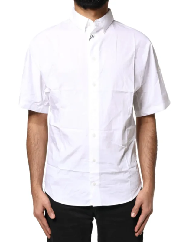 White Cotton Button Down Casual Polo Shirt