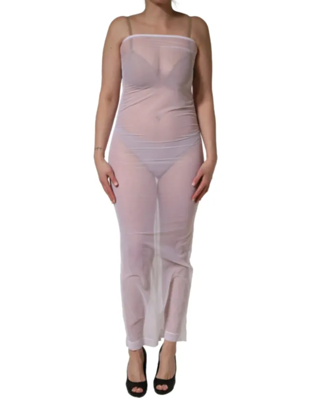 Sheer Nylon Stretch Sheath Maxi Dress