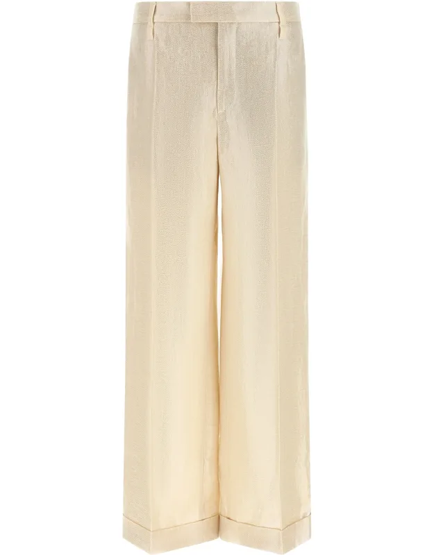 Gold Linen Casual Pants