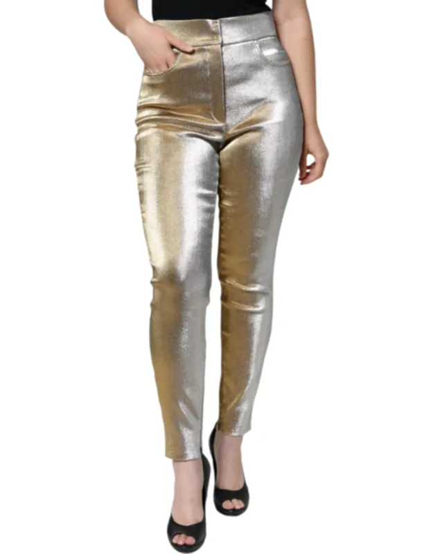 Metallic Gold High Waist Skinny Pants