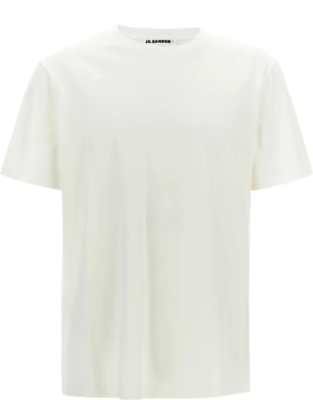 Jil Sander T-shirt With Bold Leather Logo Patch