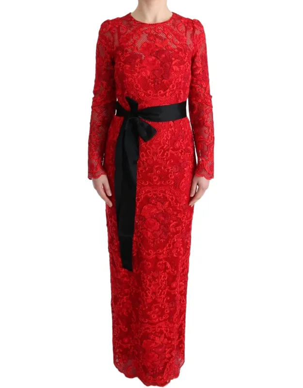 Floral Ricamo Sheath Long Dress
