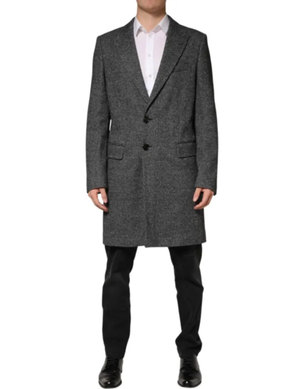 Wool Blend Long Trench Coat