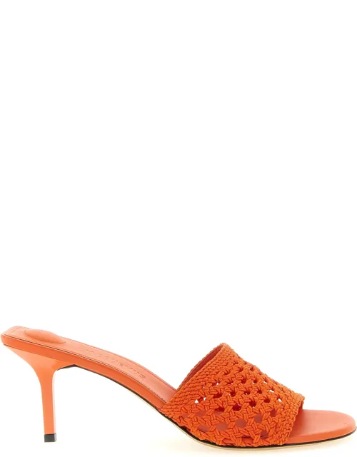 Orange Polyester Platform Sandals