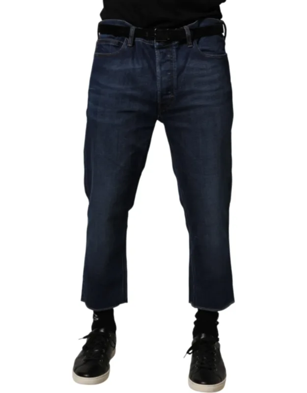 Mid Waist Cotton Cropped Denim Jeans