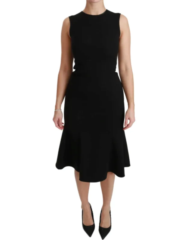 Fit Flare Wool Stretch Sheath Dress