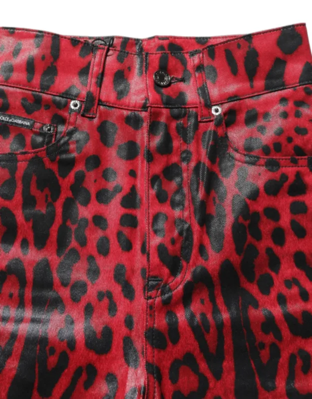Leopard Skinny High Waist Denim Jeans