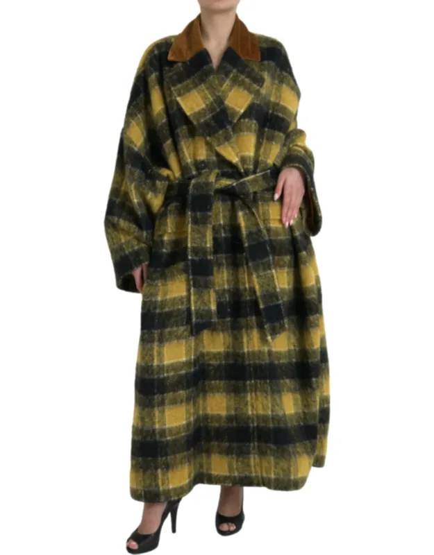 Checkered Long Sleeve Coat