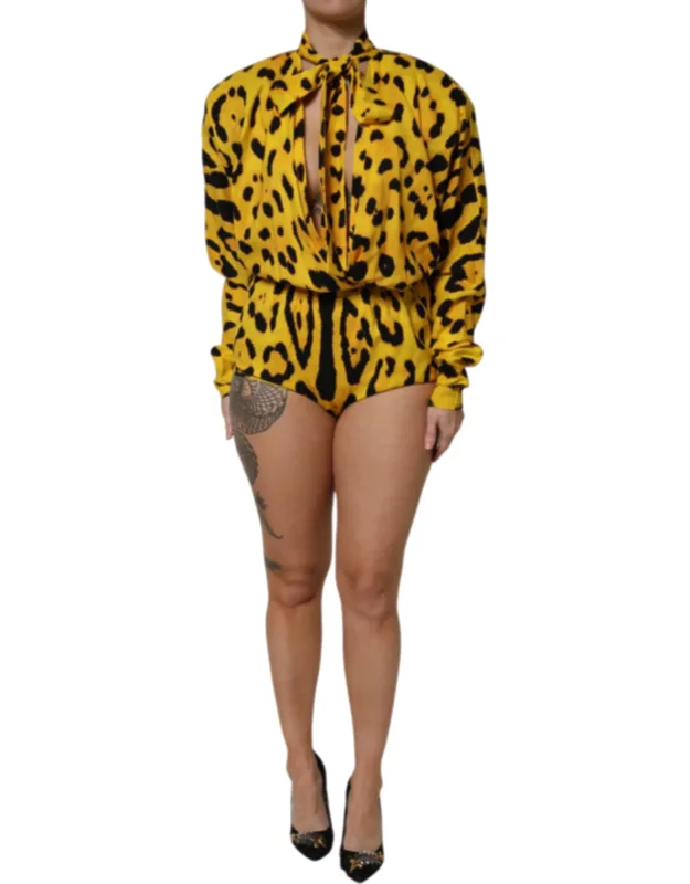 Leopard Long Sleeve Jumpsuit Dress