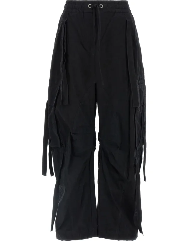 Black Cotton Cargo Pants