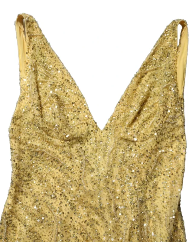 Gold V-neckline Mermaid Sequinned Gown Dress
