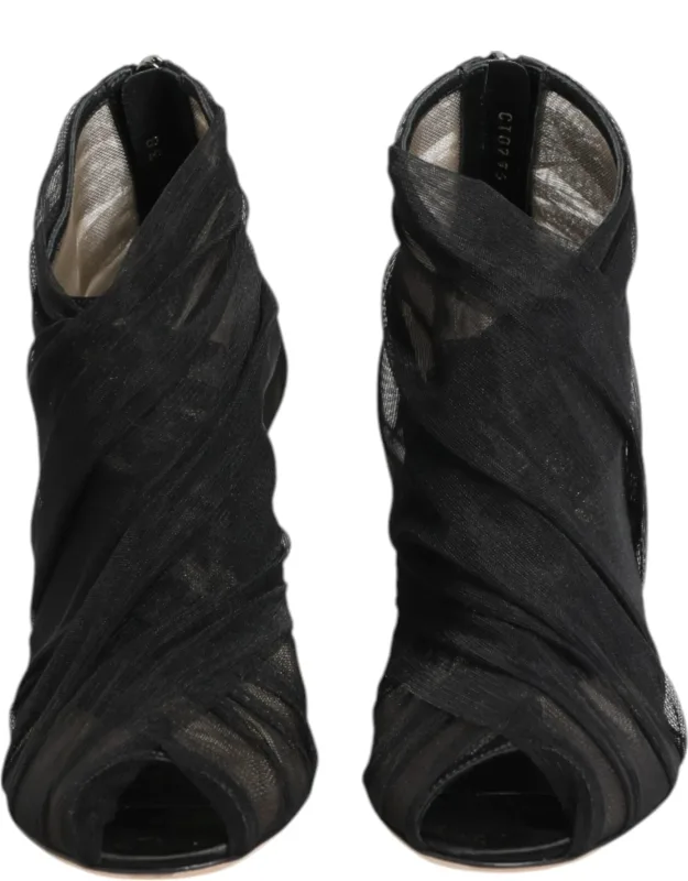 Mesh Stiletto Ankle Boots
