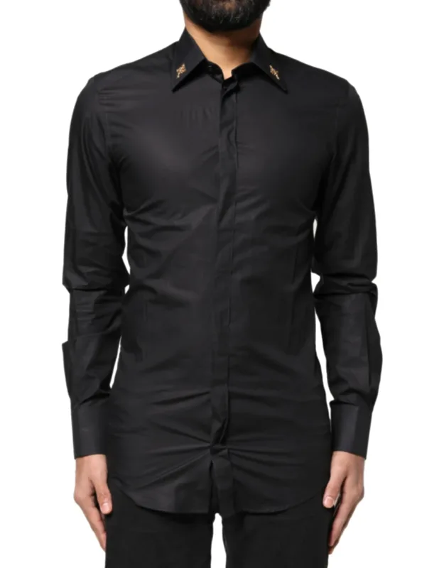Cross Embellished Dress Shirt Cotton