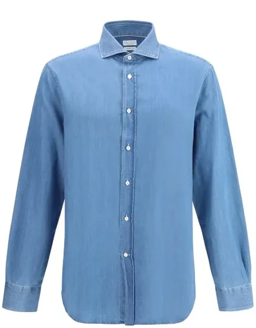 Brunello Cucinelli Blue Denim Shirt - Lightweight Cotton, French Collar