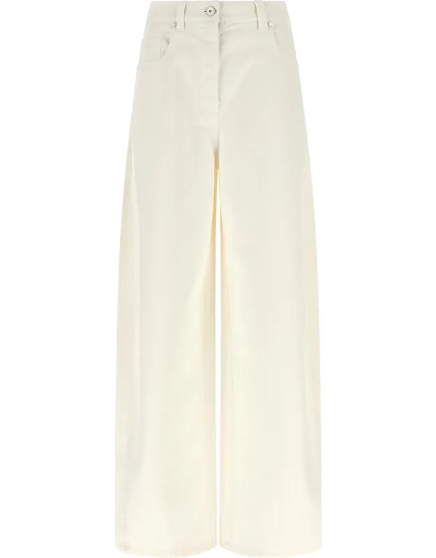 White Cotton Relaxed Fit Jeans