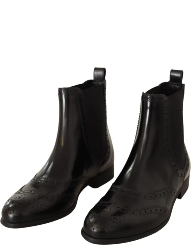 Leather Ankle High Flat Boots
