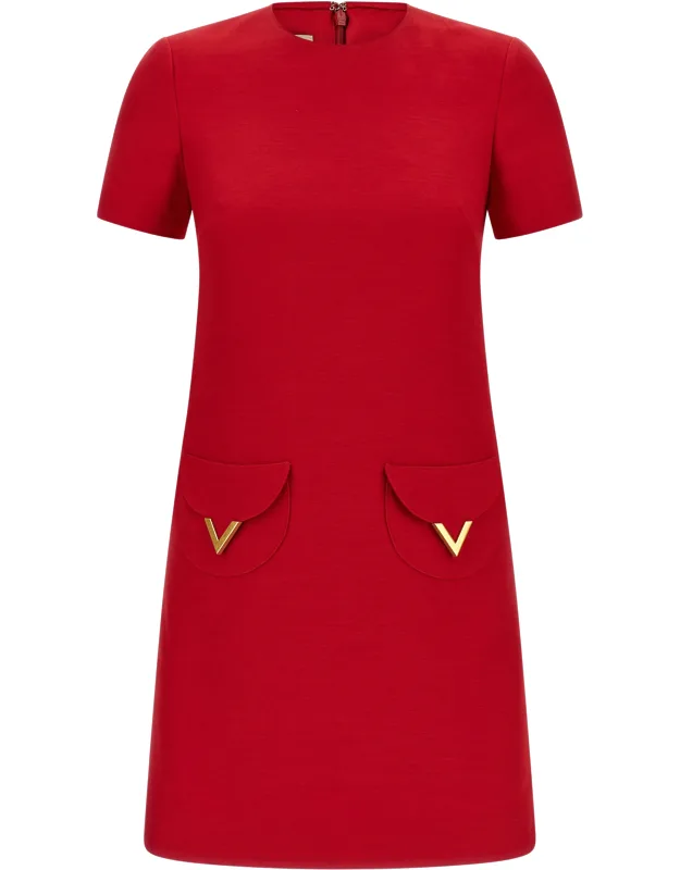 Multicolor Virgin Wool Short Dress