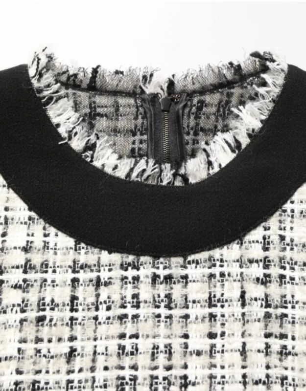 Tweed Sheath A-line Midi Dress