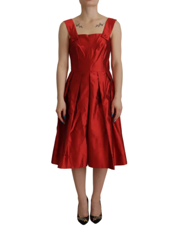 A-line Pleated Satin Silk Dress