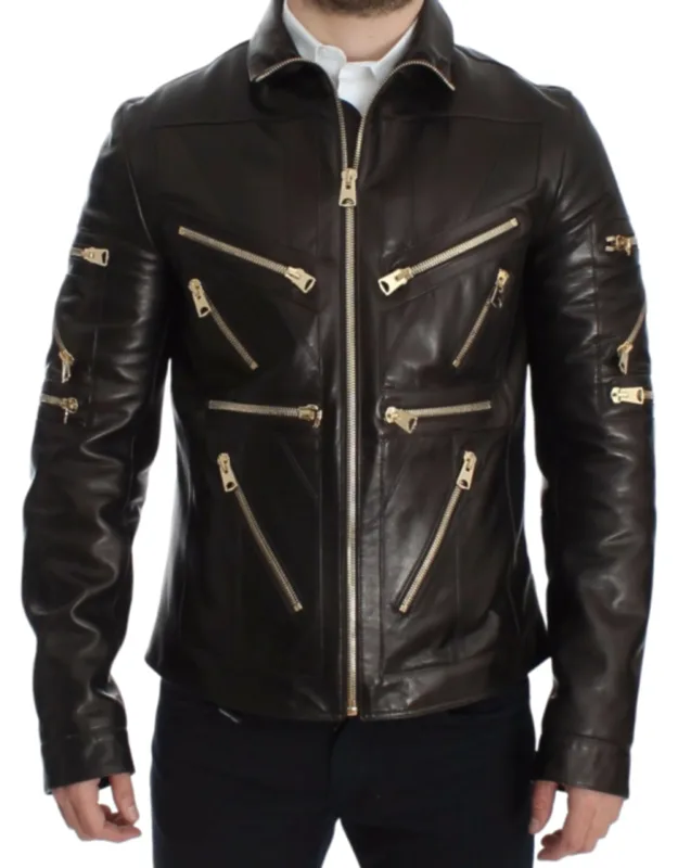 Lambskin Leather Zipper Jacket