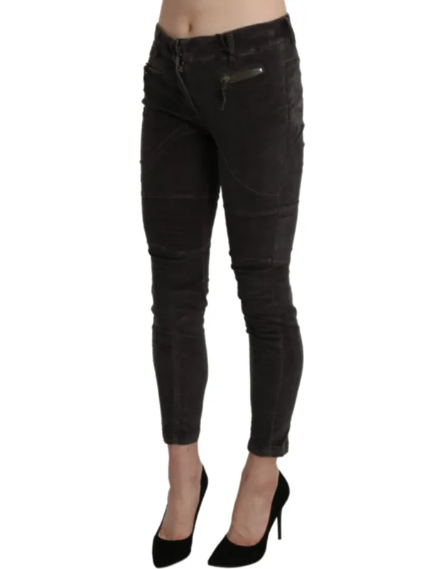 Brown Velvet Capri Cropped Cotton Pants