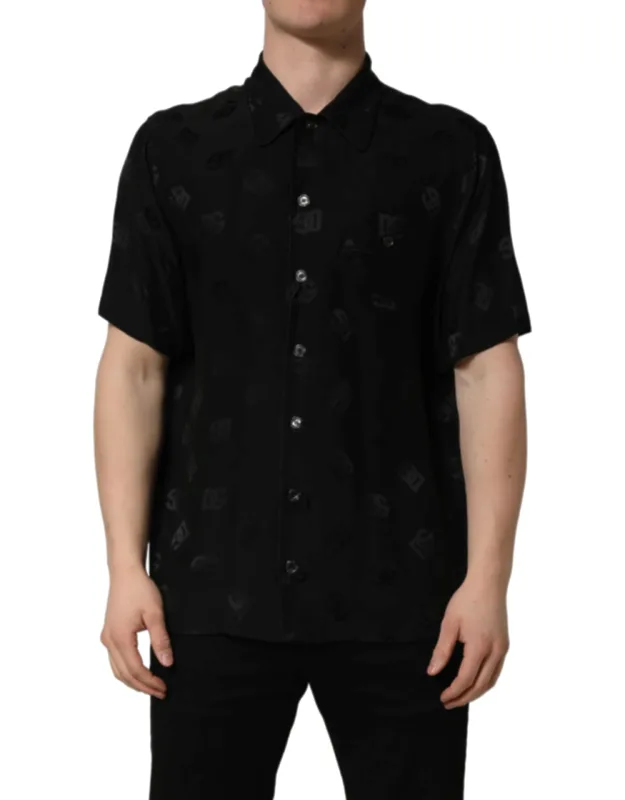 Logo Monogram Short Sleeve Shirt Silk