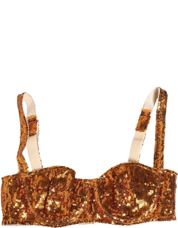 Gold Sequined Balconnet Bra