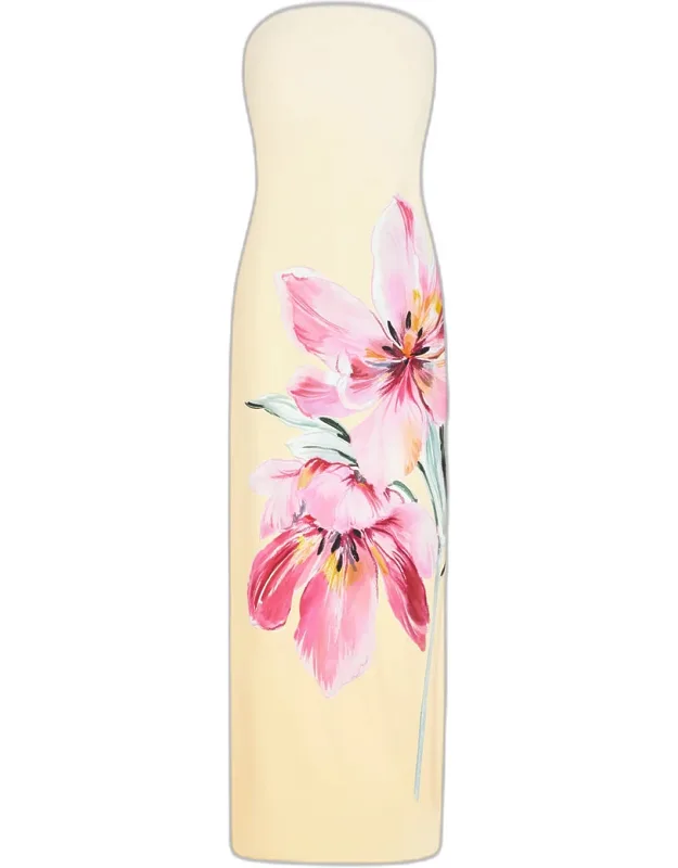 Strapless Floral-print Maxi Dress