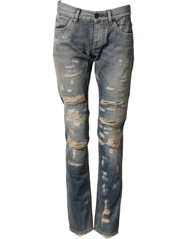 Tattered Skinny Denim Jeans