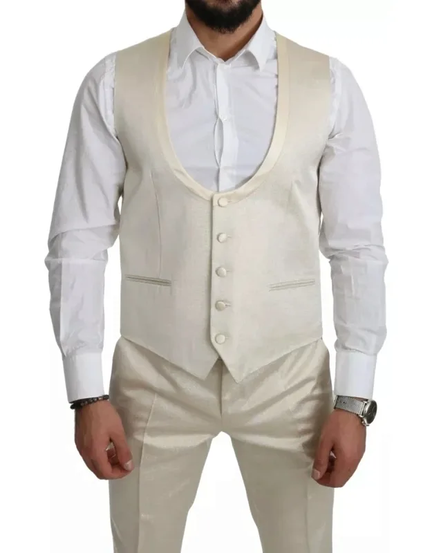 Wool Crème 3 Piece Sicilia Shawl Suit