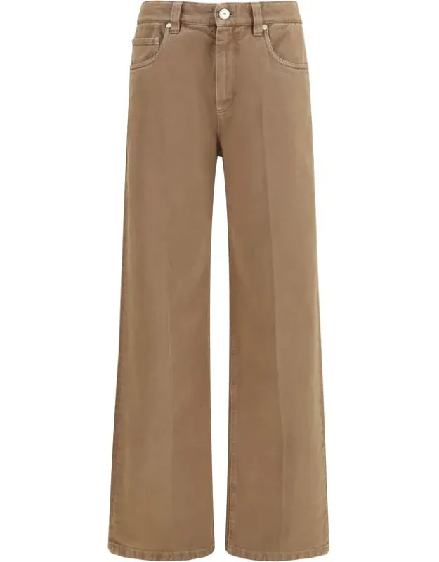 Brown Cotton Straight-leg Jeans