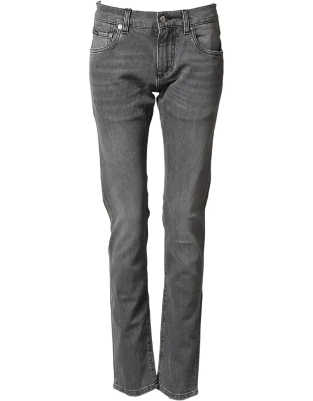Mid Waist Skinny Denim Jeans