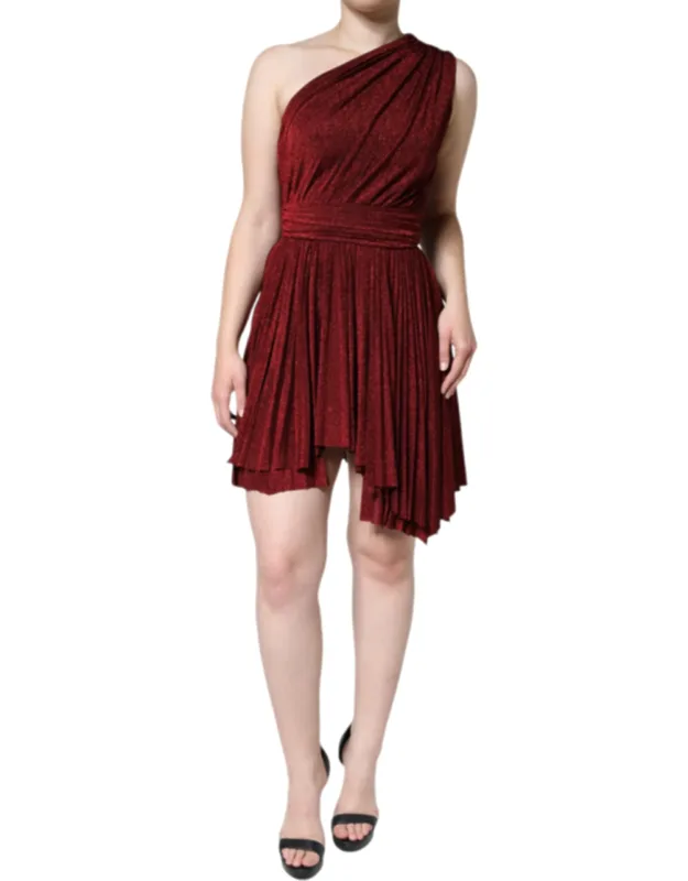 One Shoulder Pleated A-line Mini Dress