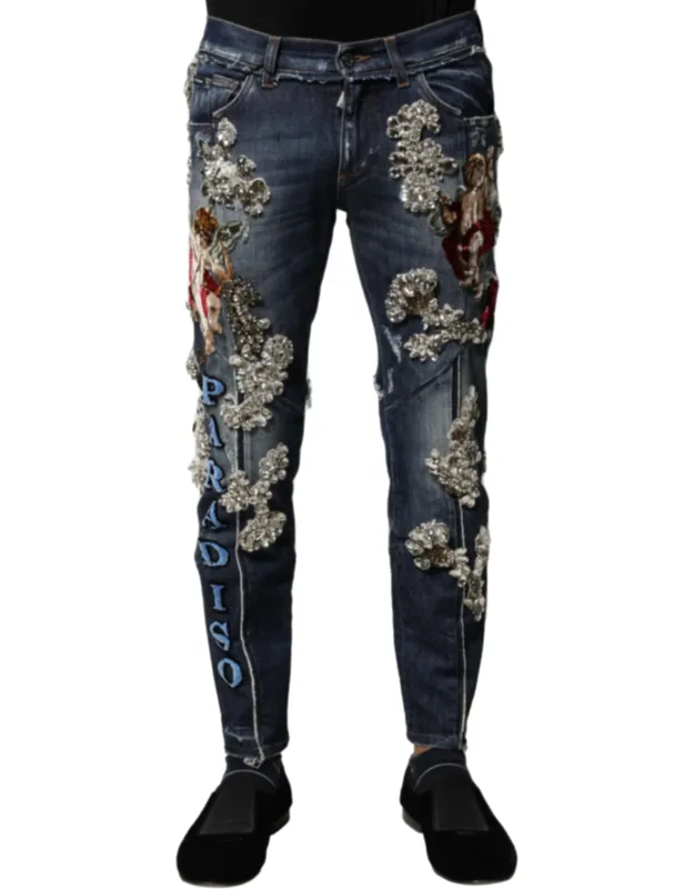 Rhinestone Embellished Denim Jeans