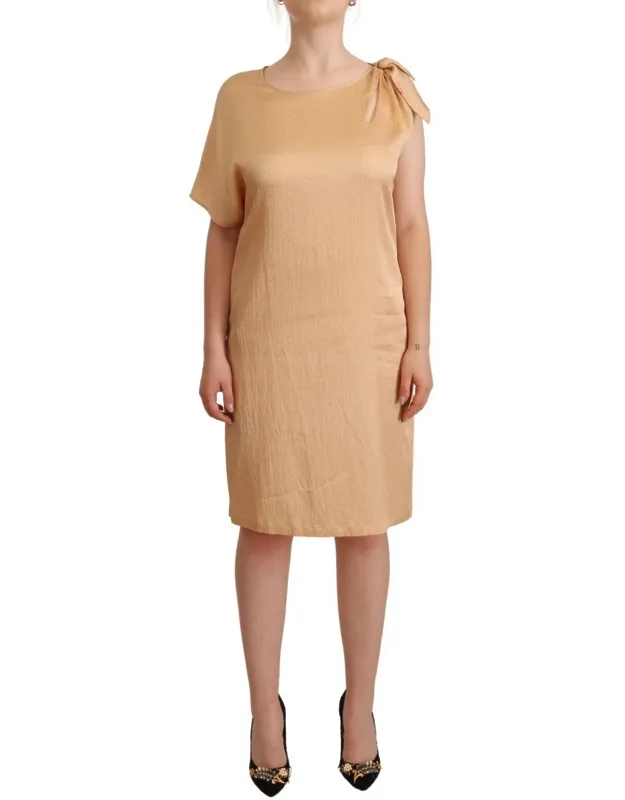 One Sleeve Knee Length Shift Dress
