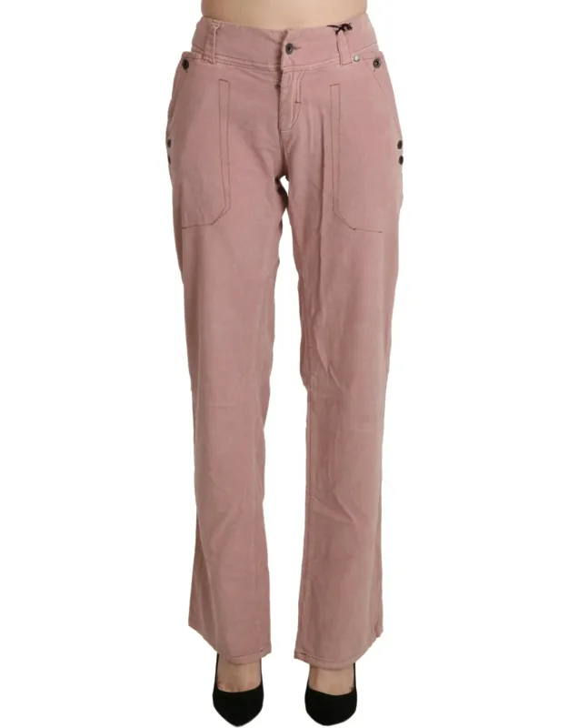 Cotton High Waist Straight Trousers