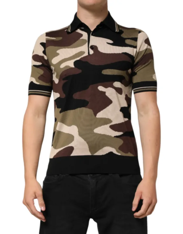 Camouflage Silk Military Polo T-shirt