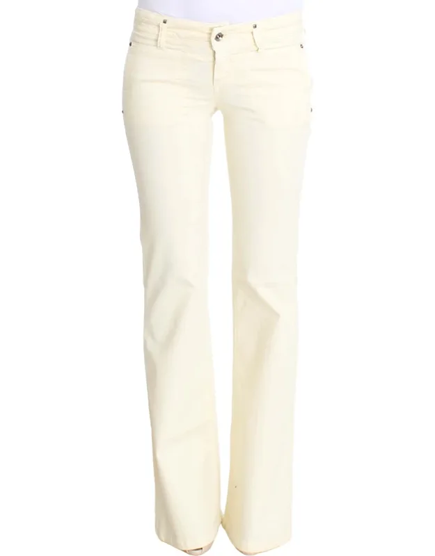 White Cotton Stretch Flare Jeans