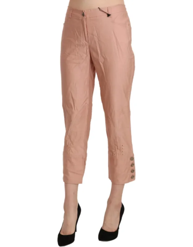 Cotton High Waist Cropped Trouser Pants