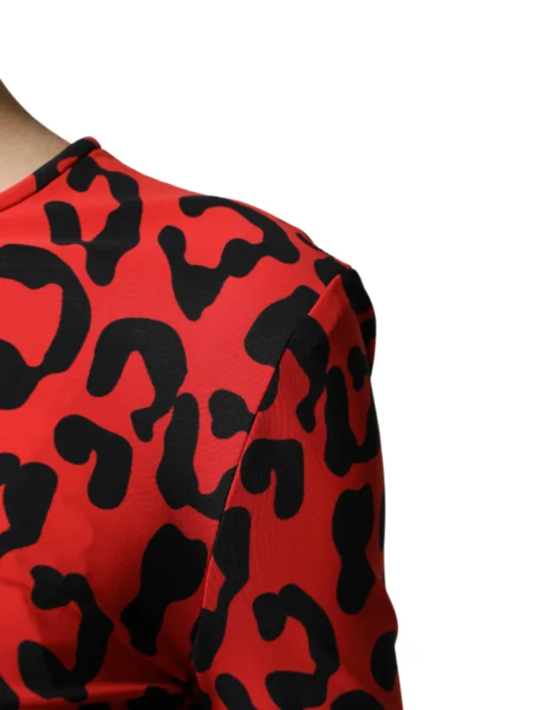 Leopard Print Long Sleeve Midi Dress