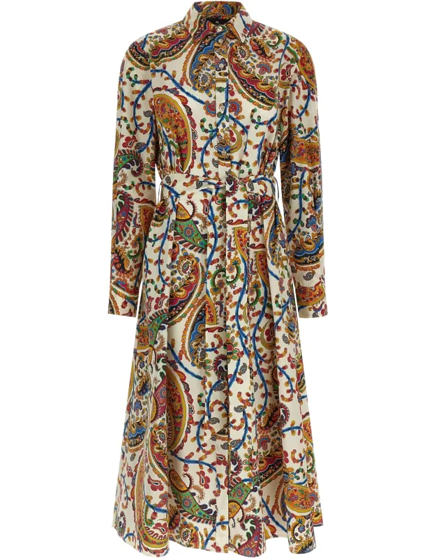 Multicolor Cotton Midi Dress