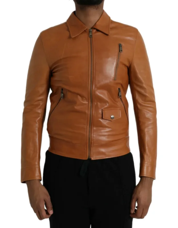 Lamb Leather Full Zip Blouson Jacket