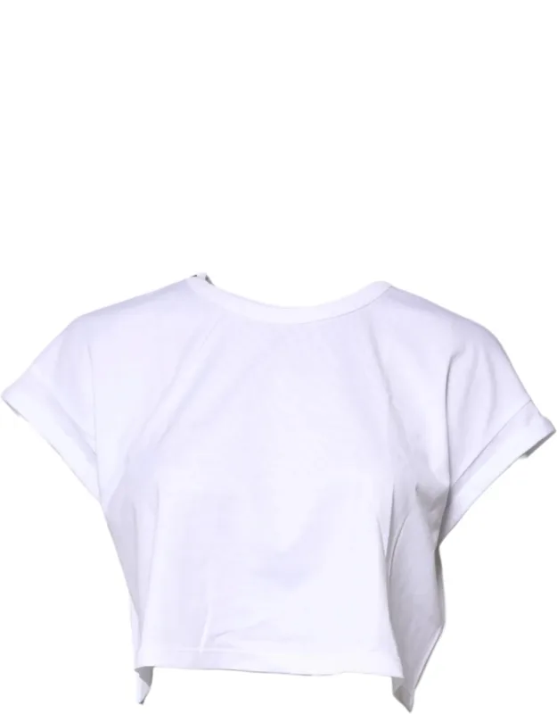 Cropped Cotton Crew Neck T-shirt