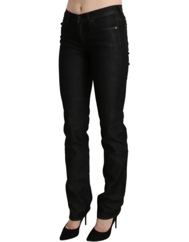Mid Waist Skinny Denim Trousers