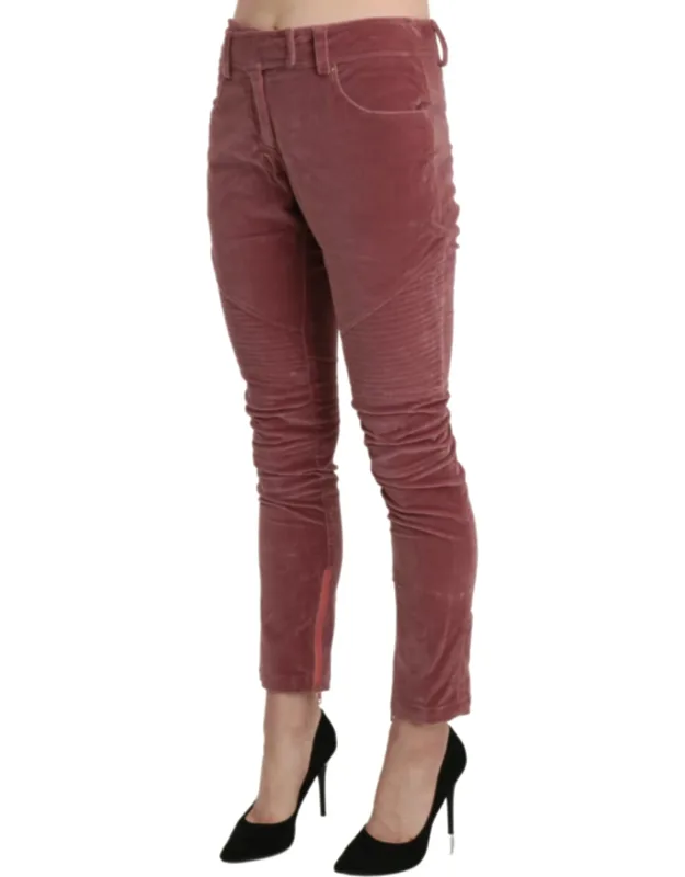 Mid Waist Skinny Cotton Pants